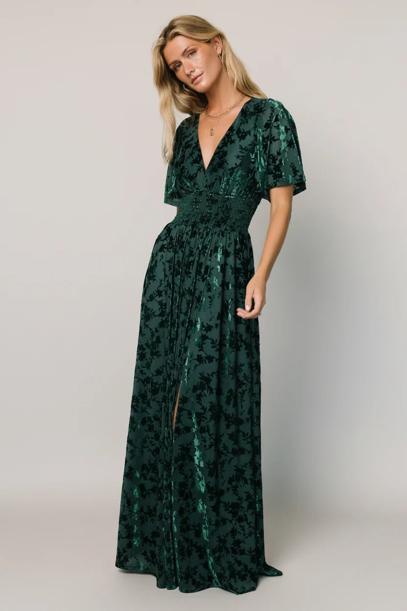 Veronica Velvet Maxi Dress | Green Secondary image