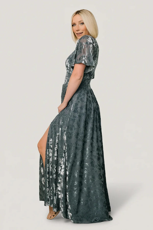 Veronica Velvet Maxi Dress | Slate Blue