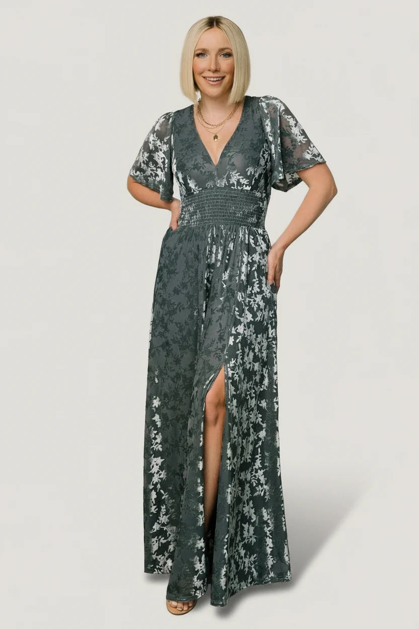 Veronica Velvet Maxi Dress | Slate Blue Main image