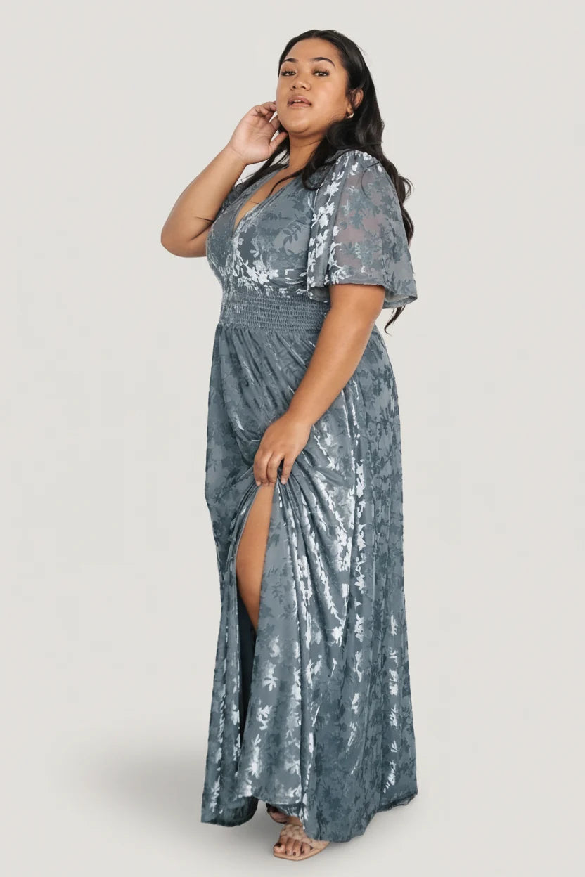 Veronica Velvet Maxi Dress | Slate Blue