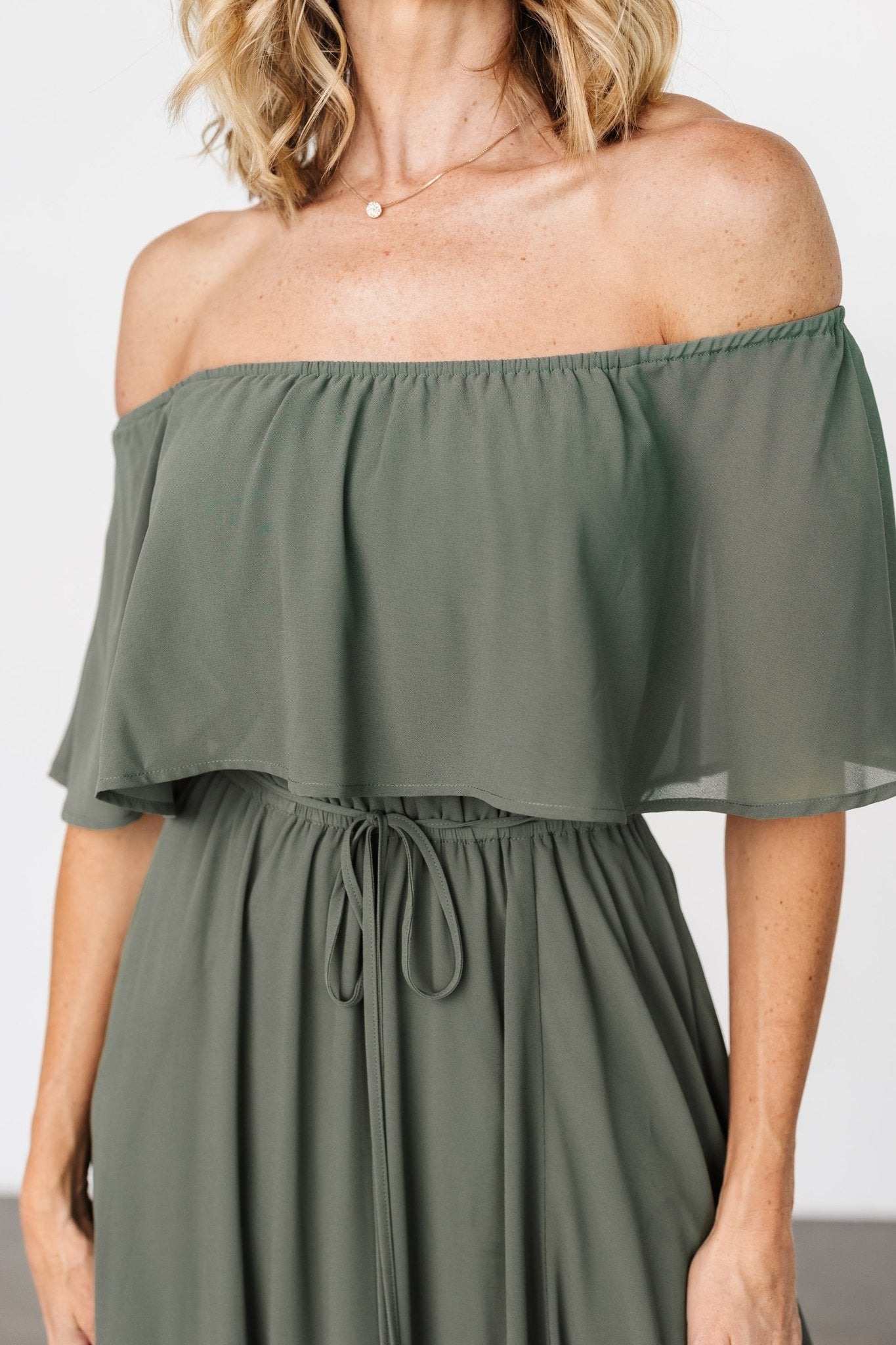 Victoria Off Shoulder Maxi Dress | Dark Sage Secondary image