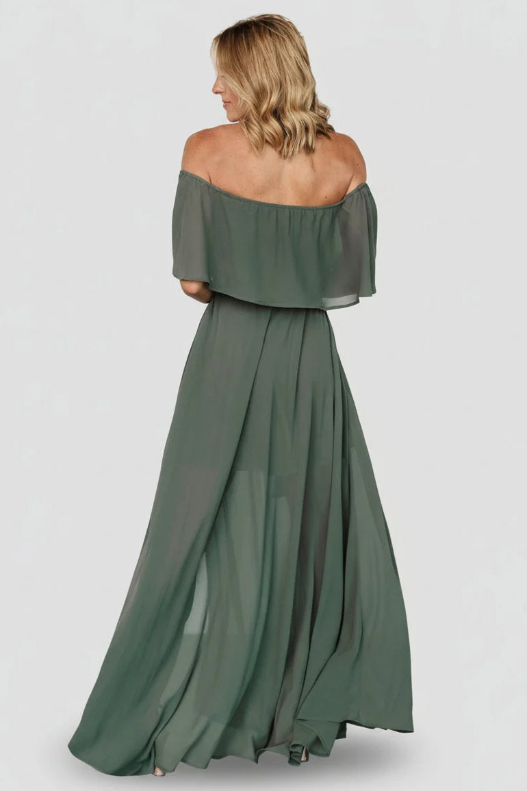Victoria Off Shoulder Maxi Dress | Dark Sage