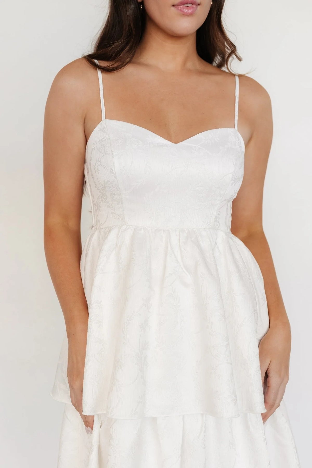 Violetta Embossed Tiered Dress | Off White