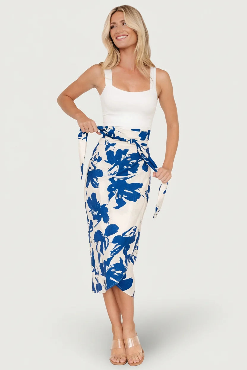 Vista Wrap Midi Skirt | Blue Print