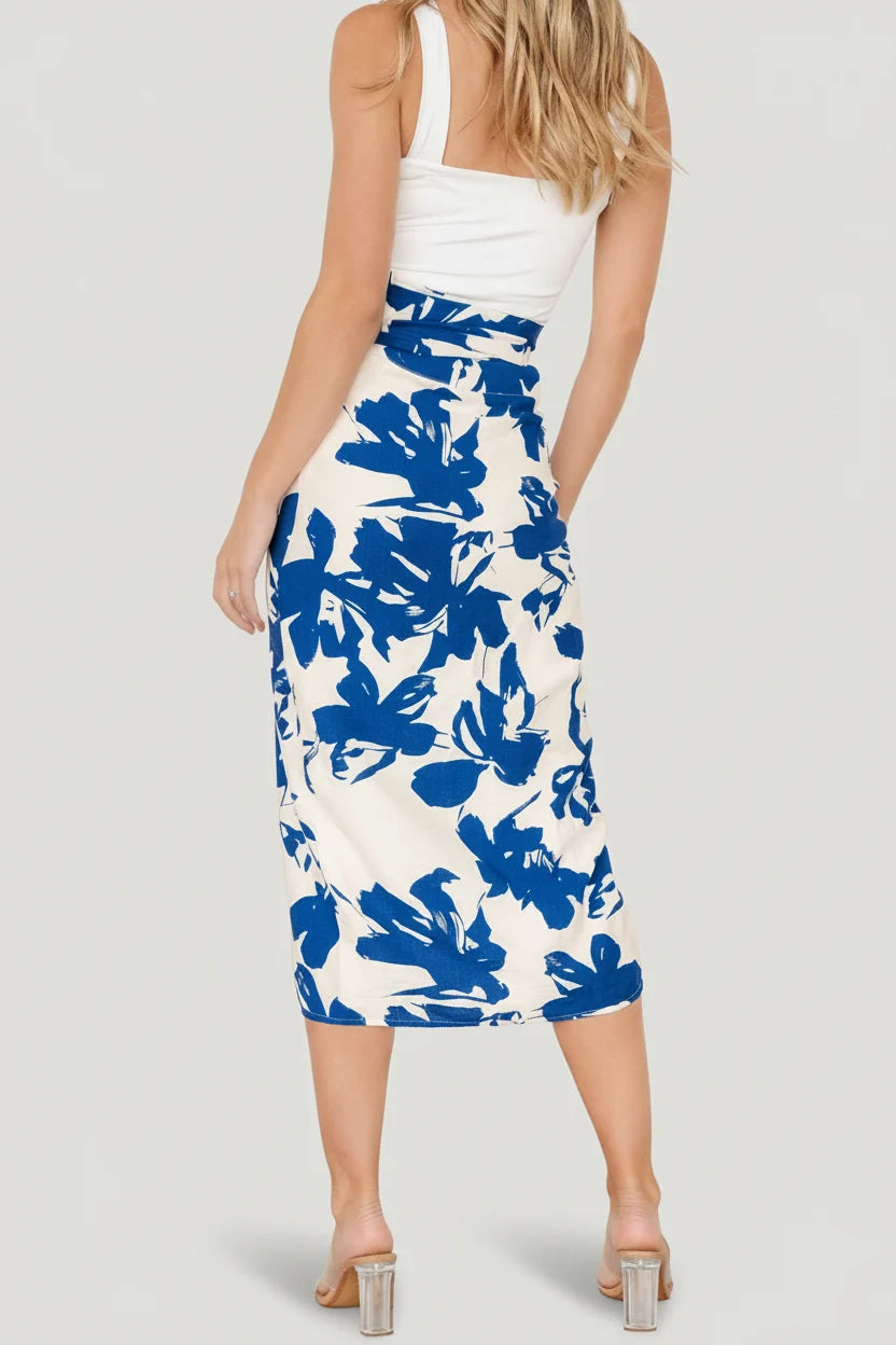 Vista Wrap Midi Skirt | Blue Print