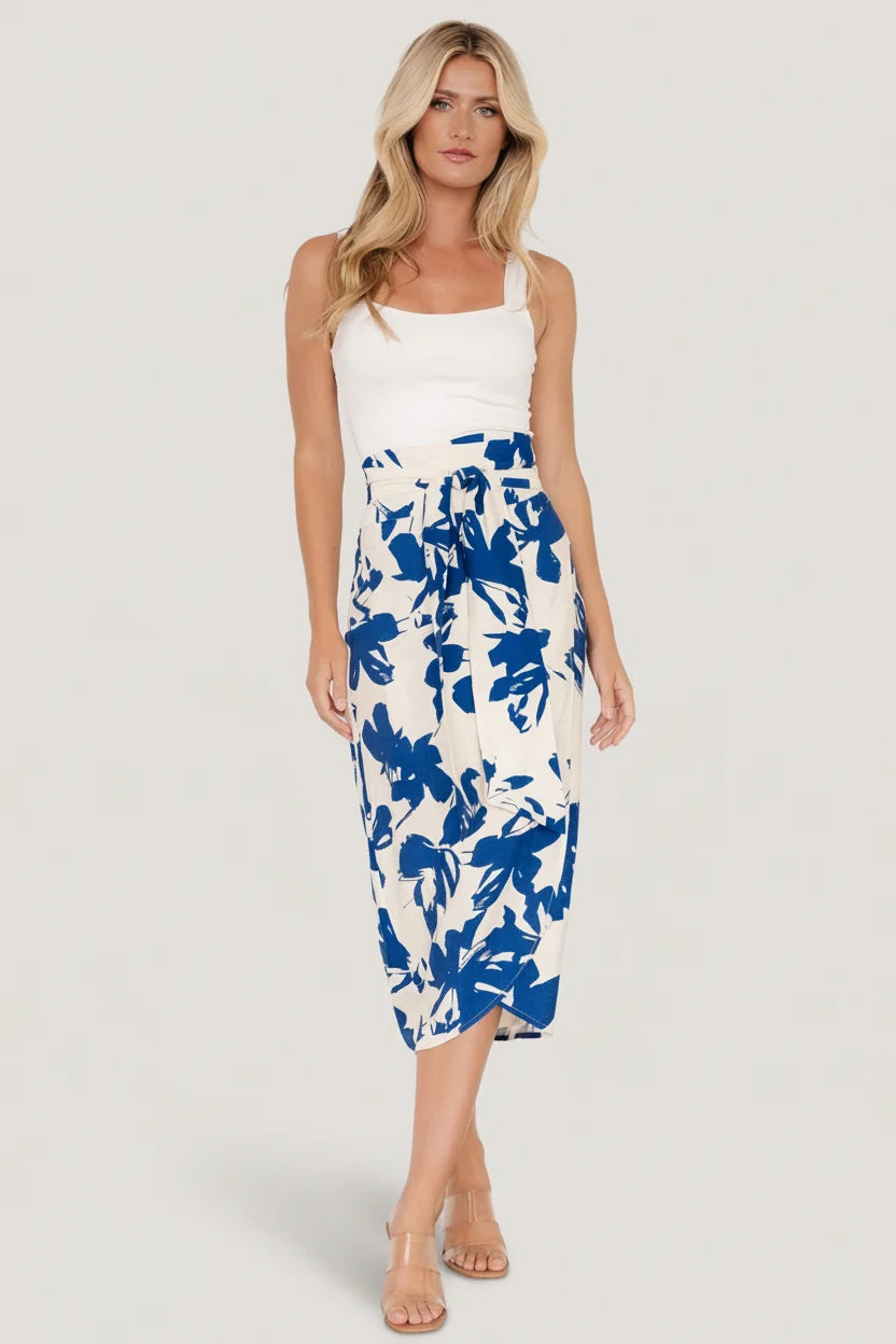 Vista Wrap Midi Skirt | Blue Print Secondary image