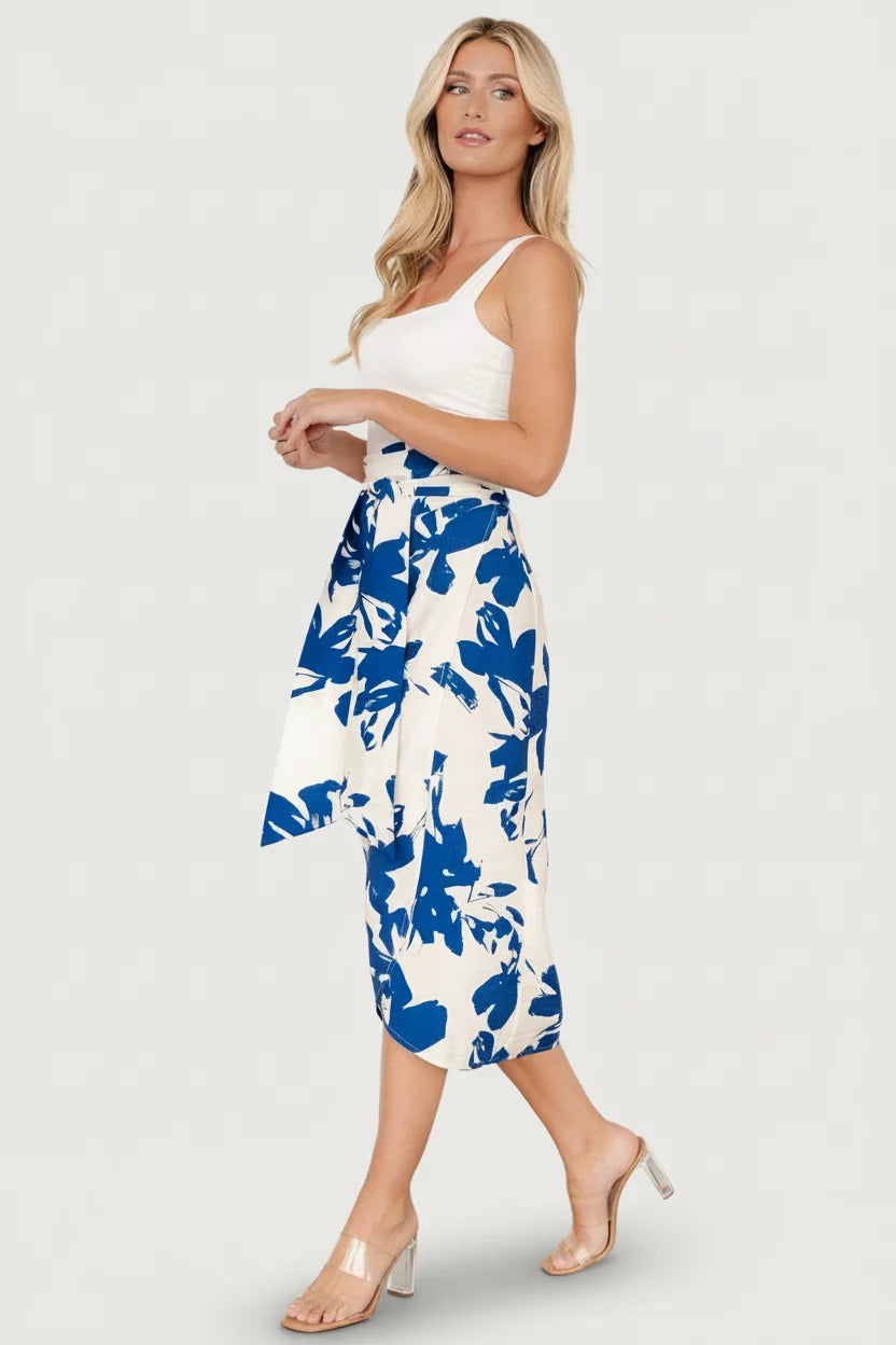 Vista Wrap Midi Skirt | Blue Print