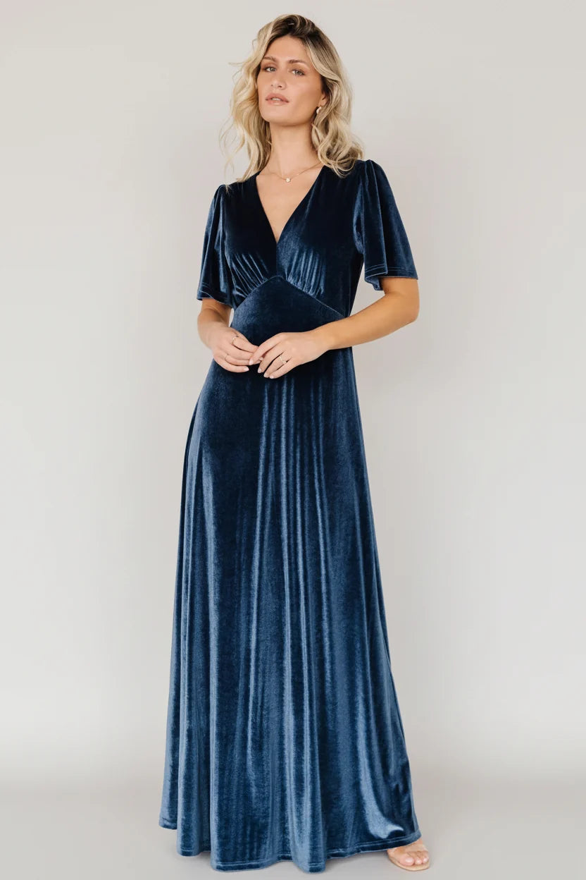 Vivian Velvet Maxi Dress | Blue Main image