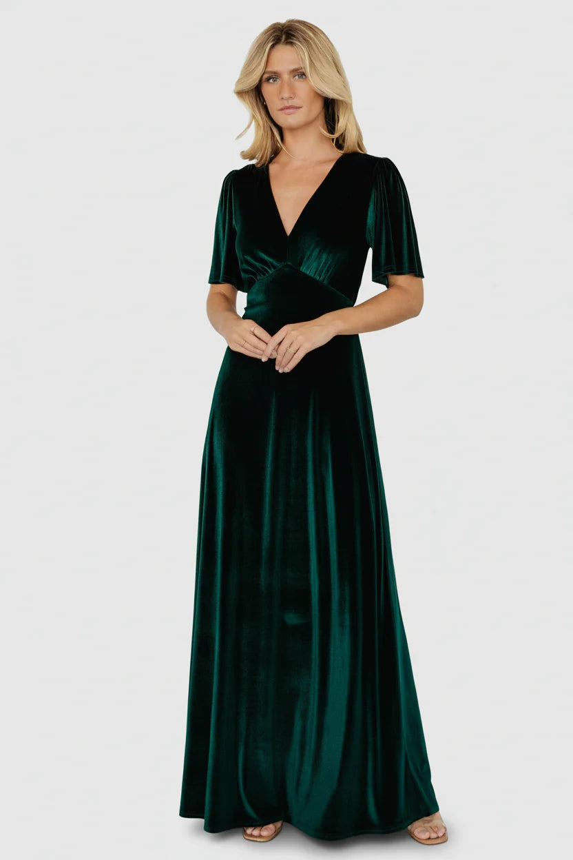 Vivian Velvet Maxi Dress | Emerald Main image