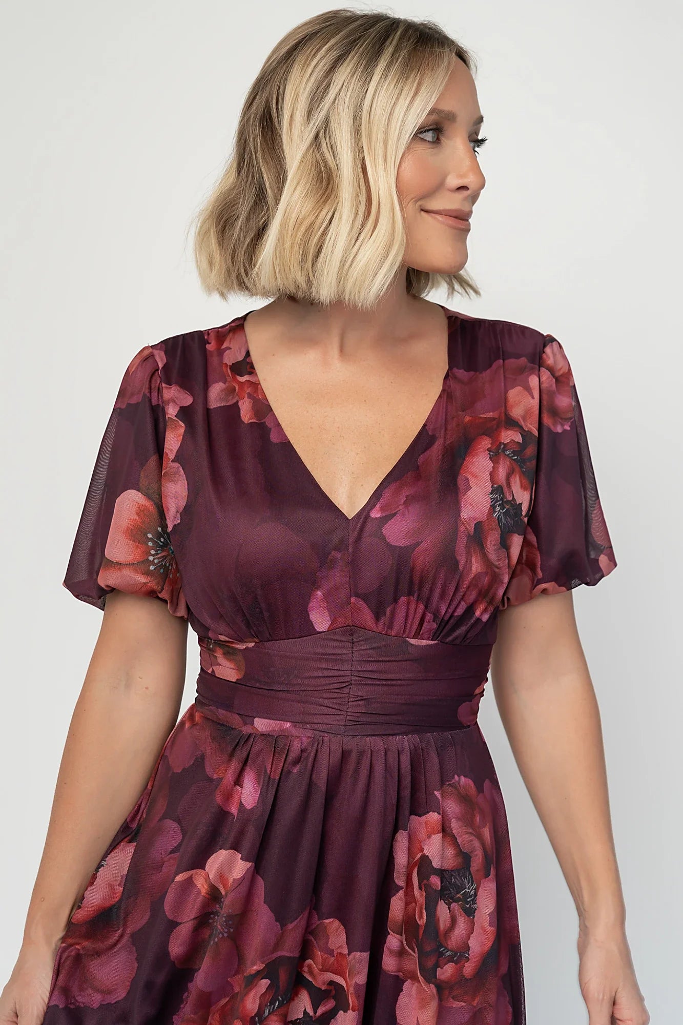 Whitney Mesh Maxi Dress | Deep Berry Floral Secondary image