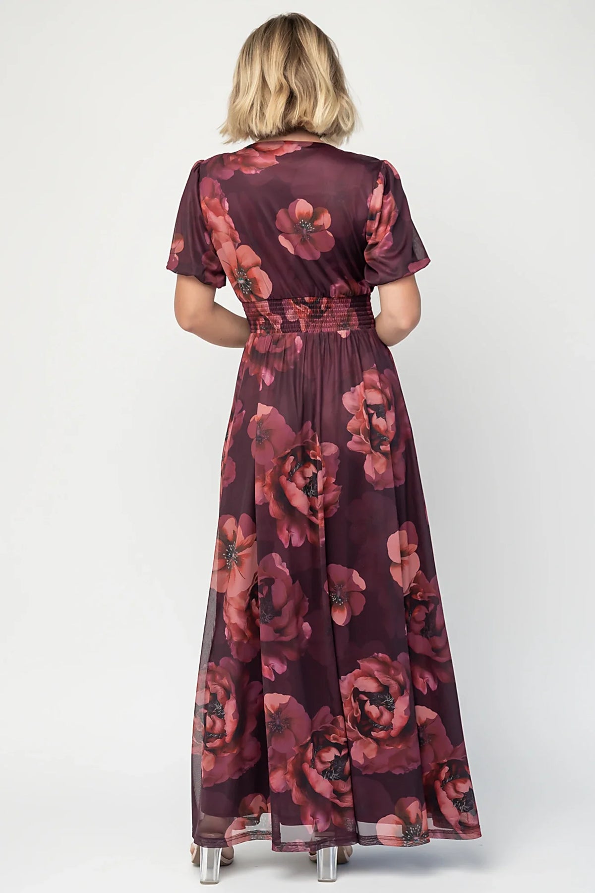 Whitney Mesh Maxi Dress | Deep Berry Floral