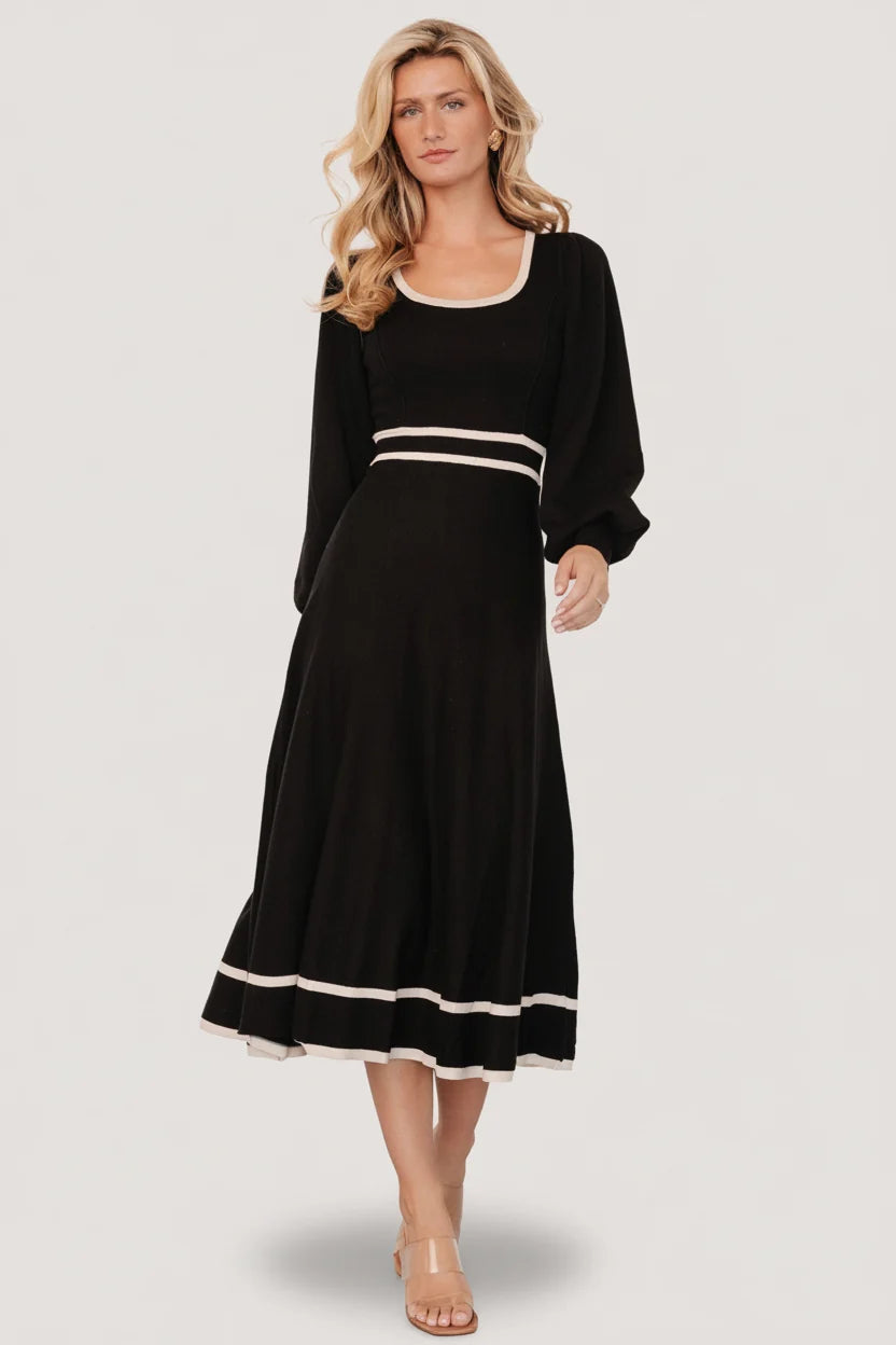 Winslet Knit Dress | Black + Cream