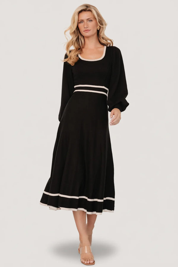 Winslet Knit Dress | Black + Cream