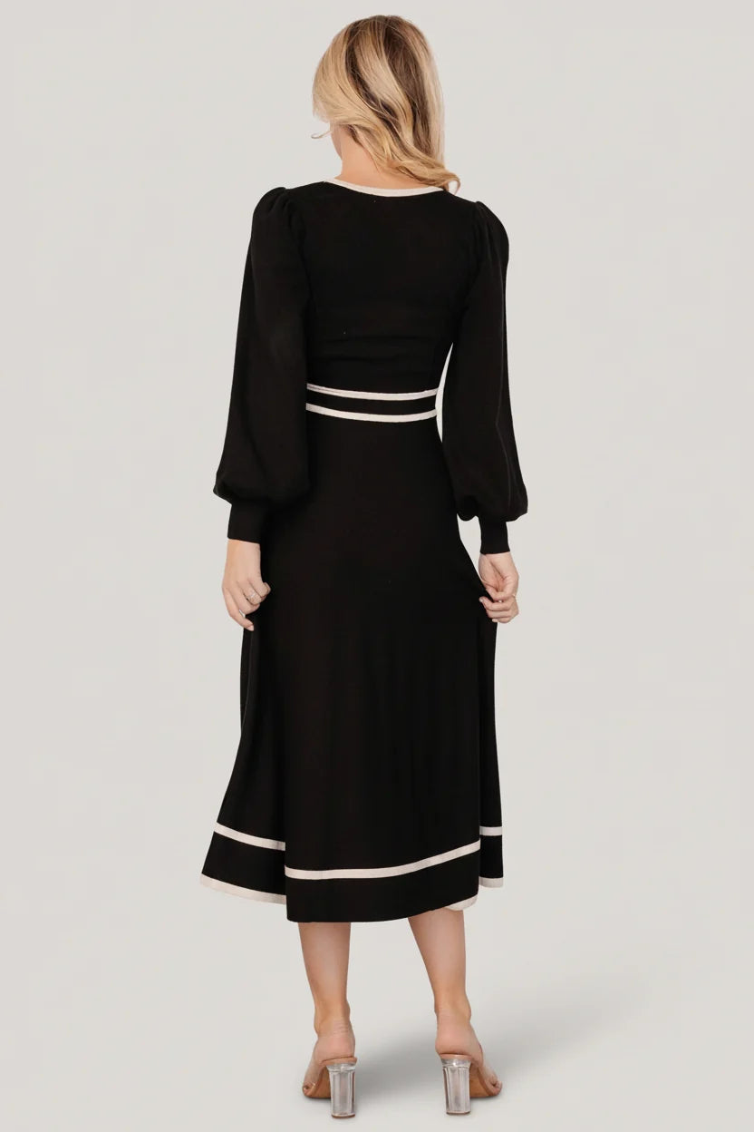 Winslet Knit Dress | Black + Cream