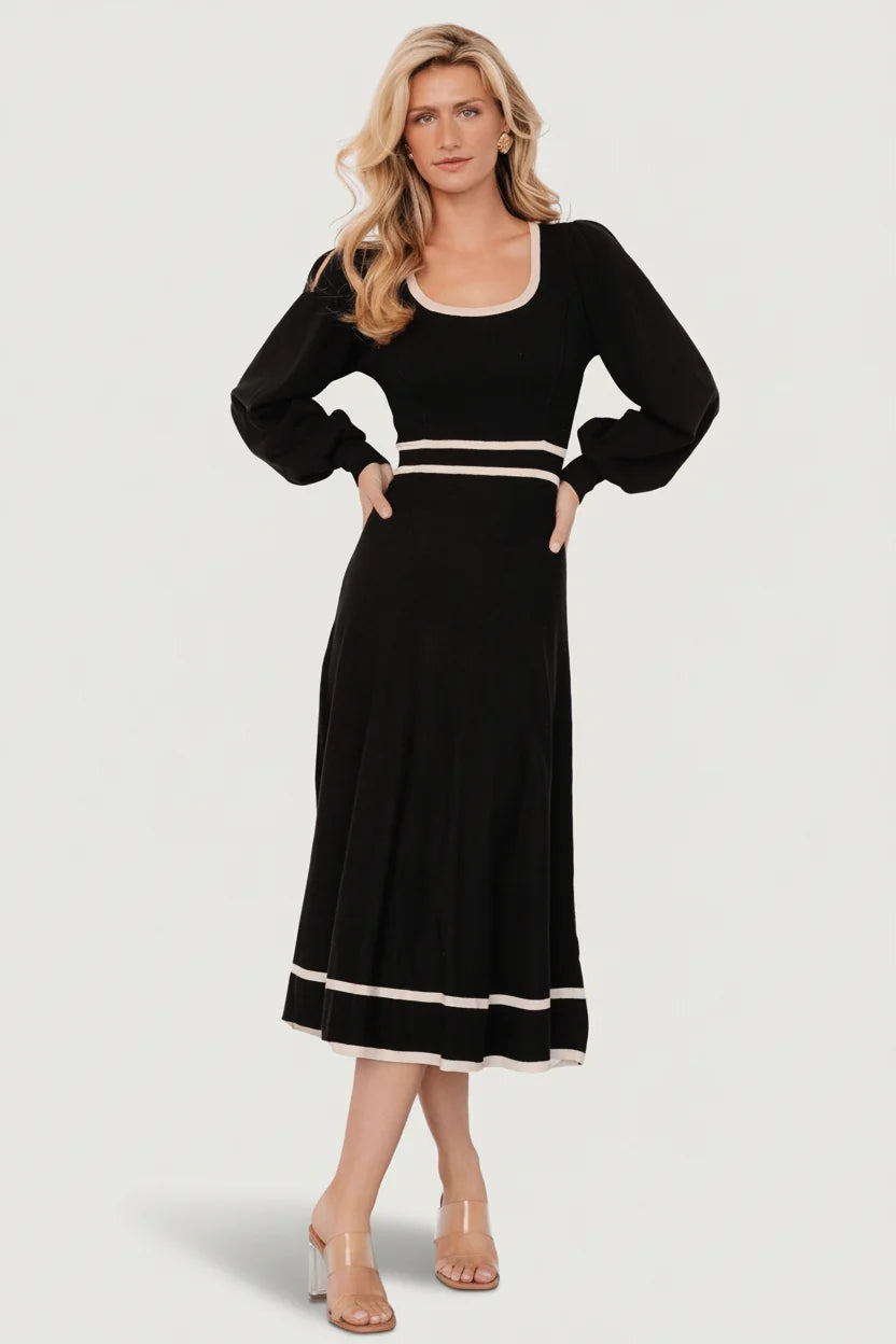 Winslet Knit Dress | Black + Cream Main image