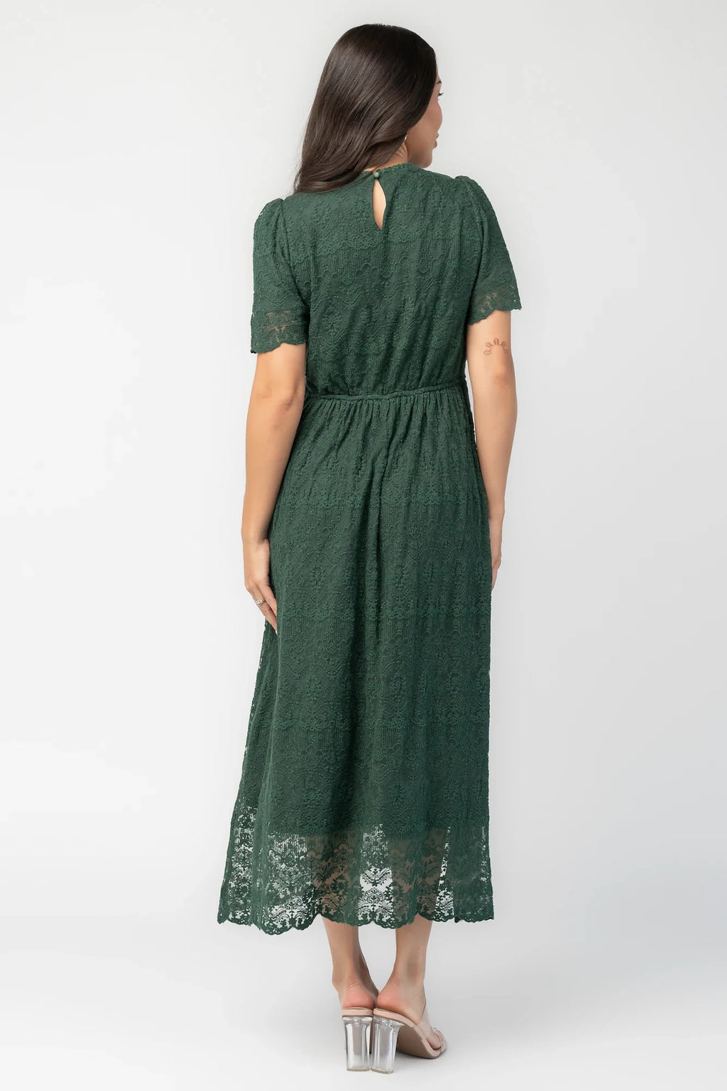 Yvaine Lace Midi Dress | Emerald