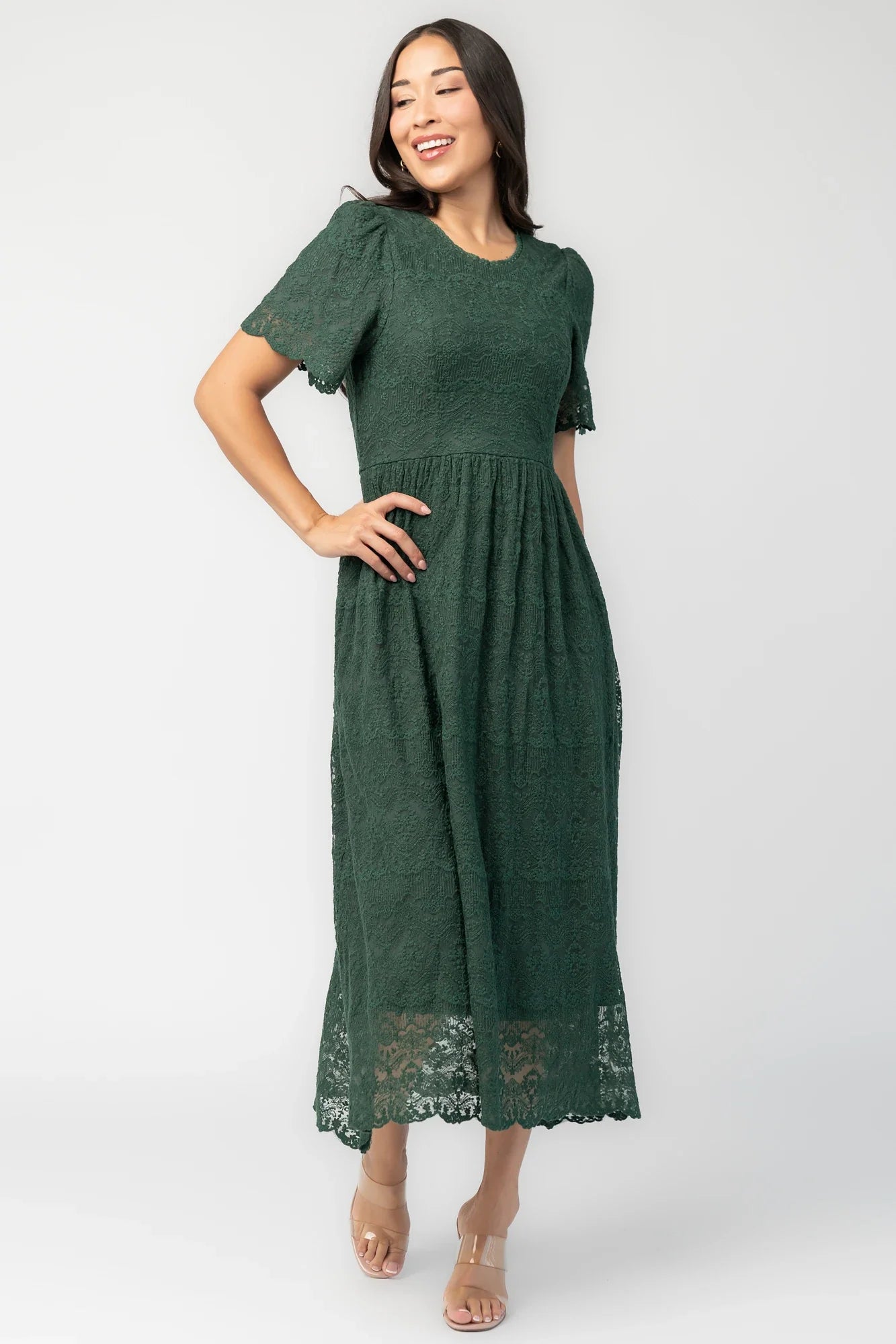 Yvaine Lace Midi Dress | Emerald Secondary image